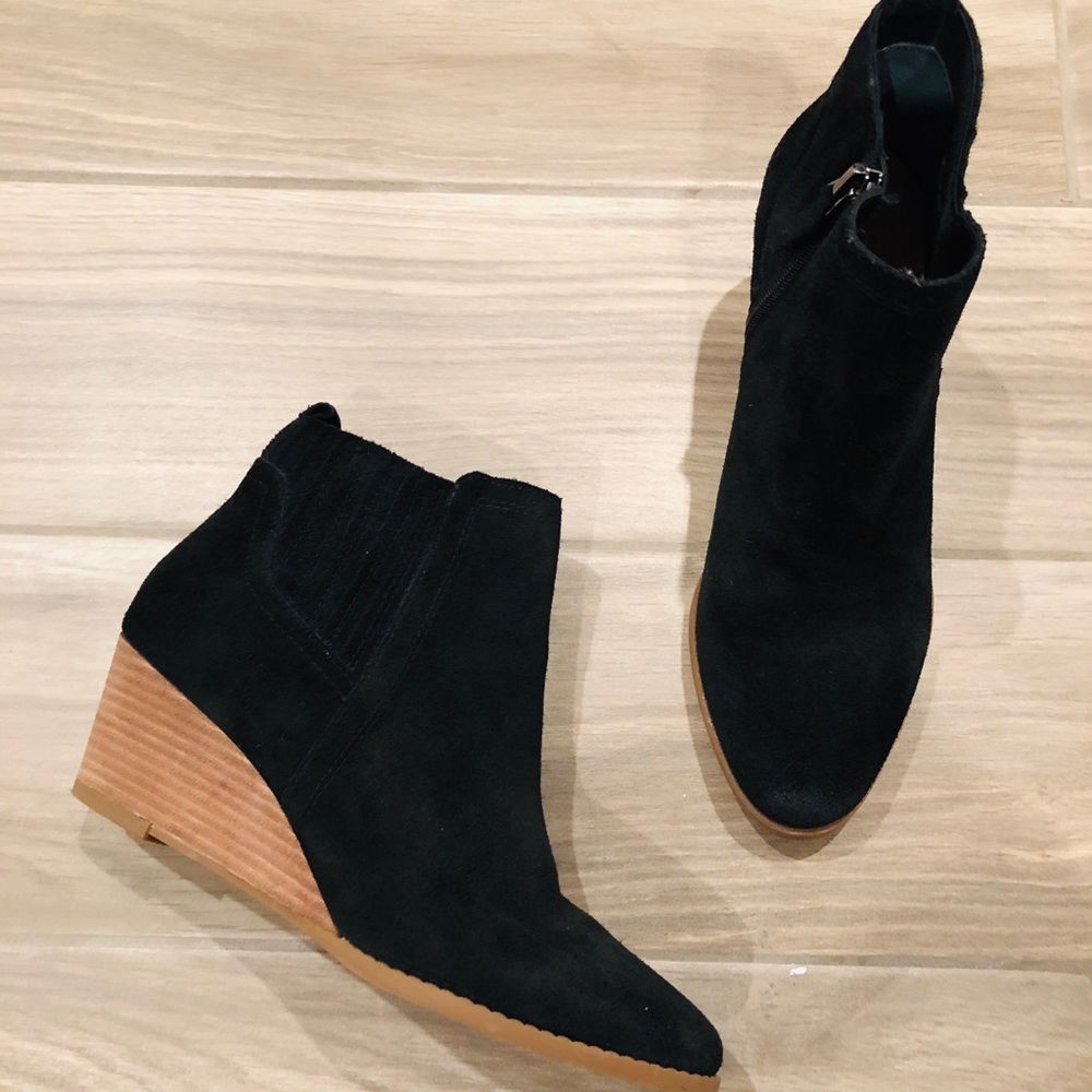 Franco Sarto Black Suede Wedge